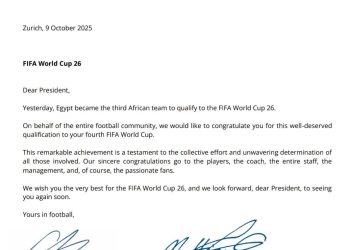 في خطاب رسمي.. إنفانتينو يهنئ أبو ريدة بتأهل مصر للمونديال