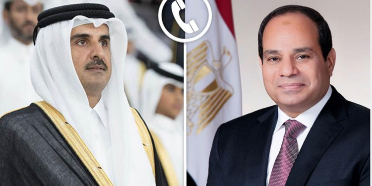 الرئيس عبد الفتاح السيسي يجري اتصالًا هاتفيًا بأمير دولة قطر